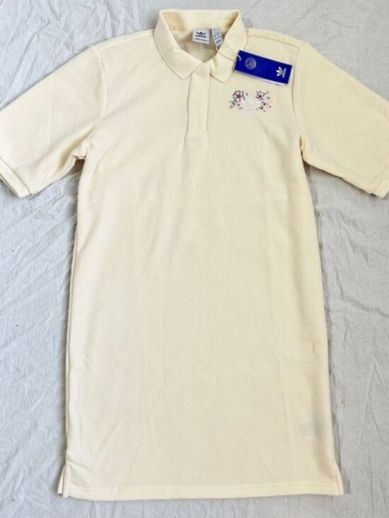 Adidas Originals Embrodiered Soft & Cozy Cream Polo Dress - Picture 1 of 3